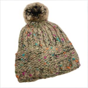 Faux Venzi by Dena Gray Knit Hat with Pom